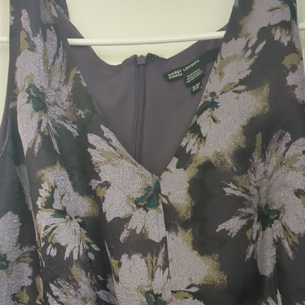 Maggy London Purple and Black Floral V-Neck Camisole